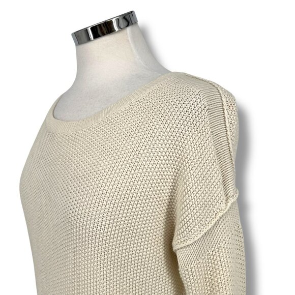 Vince Cream Lattice Knit Sweater Long Sleeve Casual Pullover Size XS - Picture 3 of 9